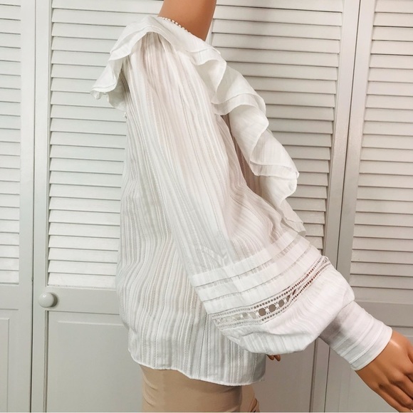TED BAKER Silais White Double Frill Blouse Size 4-6 - Picture 5 of 12